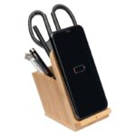 Încărcător wireless din bambus, vertical